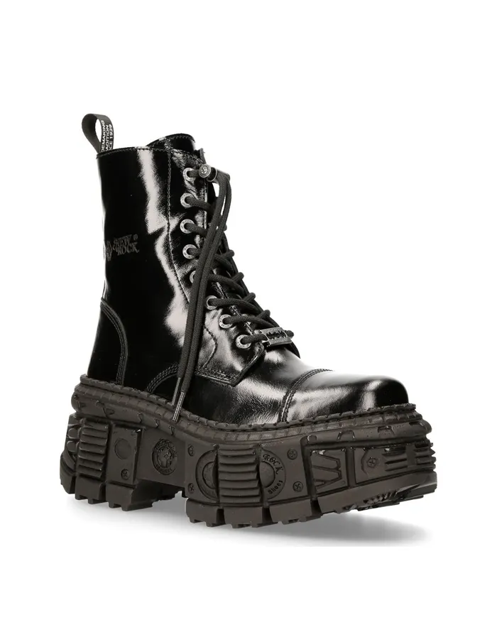 Boots New Rock WomenMen Ankle Boot Black Tank MWall126S2