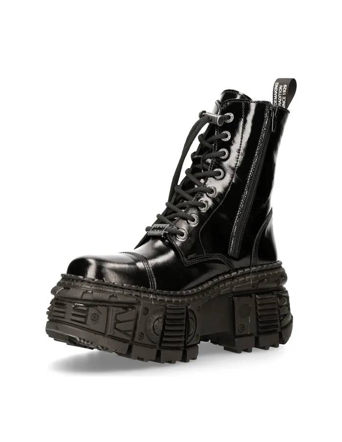 Boots New Rock WomenMen Ankle Boot Black Tank MWall126S2