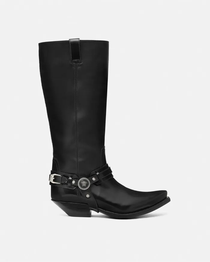 Boots Women Versace Texano KneeHigh Boots 40 Mm Black