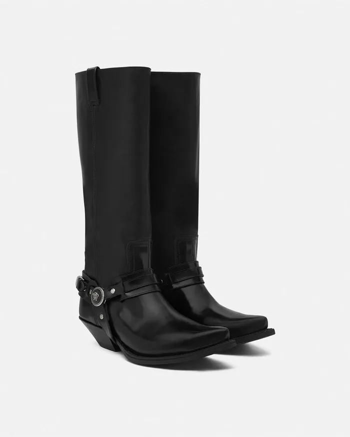 Boots Women Versace Texano KneeHigh Boots 40 Mm Black