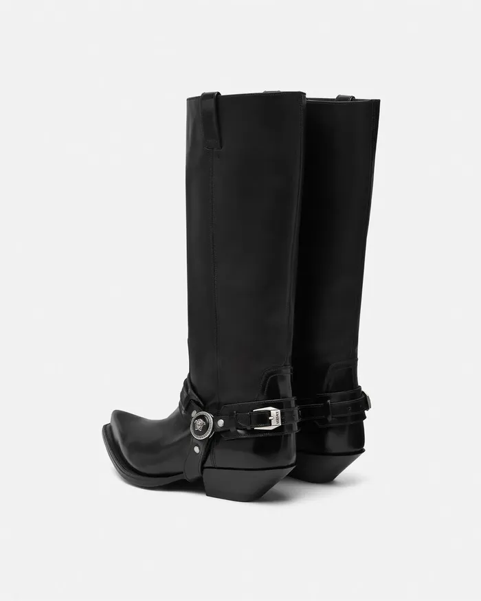 Boots Women Versace Texano KneeHigh Boots 40 Mm Black