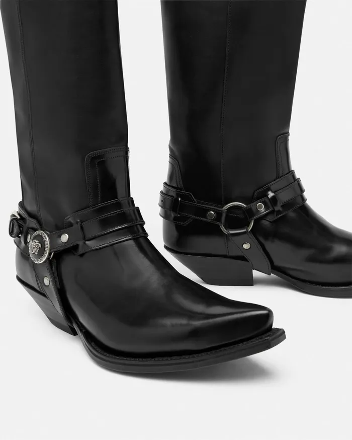 Boots Women Versace Texano KneeHigh Boots 40 Mm Black