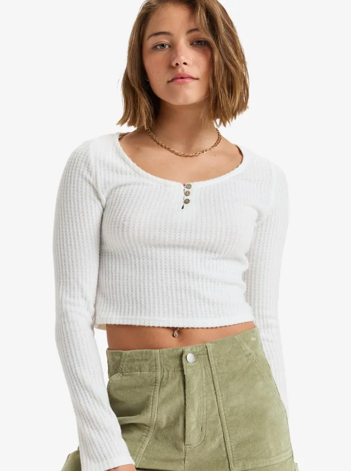 Born With It 8211 Crop Top Egret Women Roxy TShirts and Tops