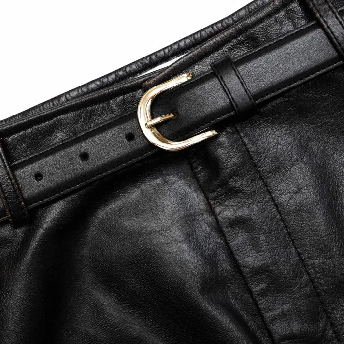 Bottoms Women Self Portrait Black Leather Midi Skirt