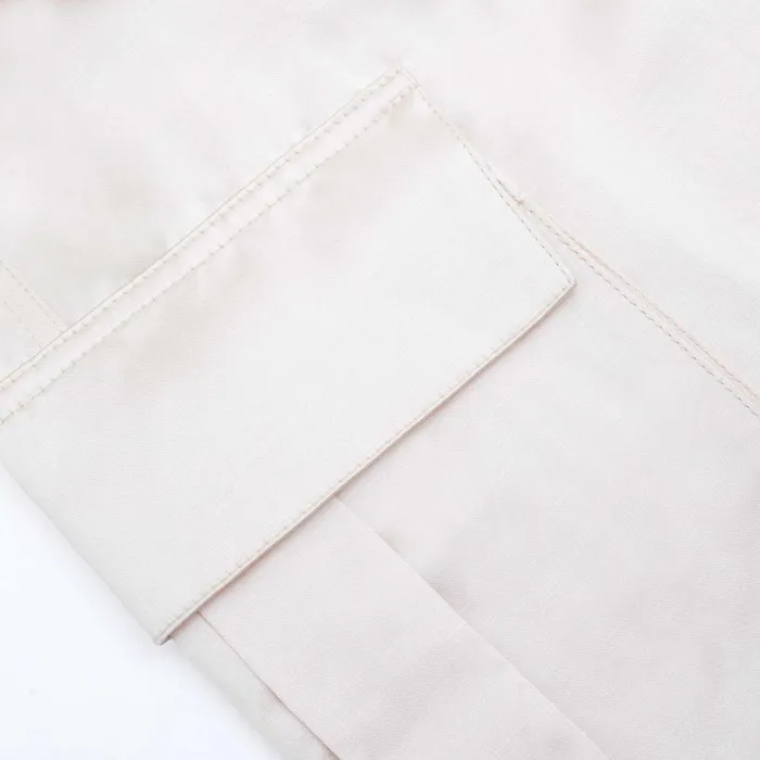 Bottoms Women Self Portrait Cream Satin Cargo Trousers