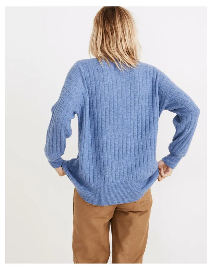 Bowden Henley Sweater In Coziest Yarn Heather Sky Women Madewell Sweaters Bowden Henley Sweater In Coziest Yarn Heather Sky Women Madewell Sweaters