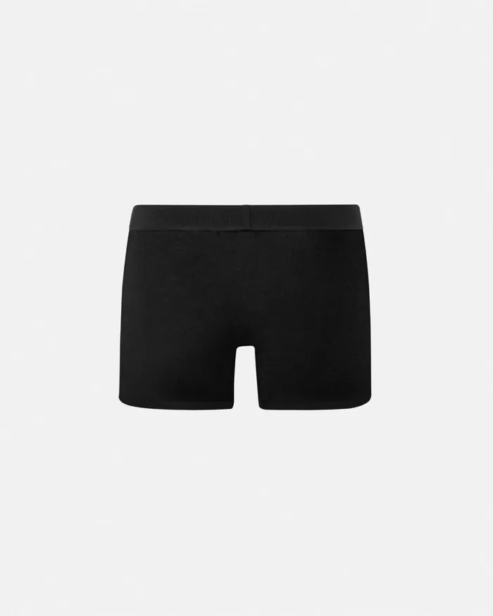 Boxers Men Versace 90s Vintage Logo Ribbed Long Trunks Black