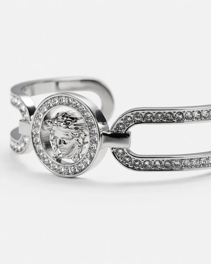 Bracelets Women Versace Crystal Medusa 03995 Cuff Bracelet Silver