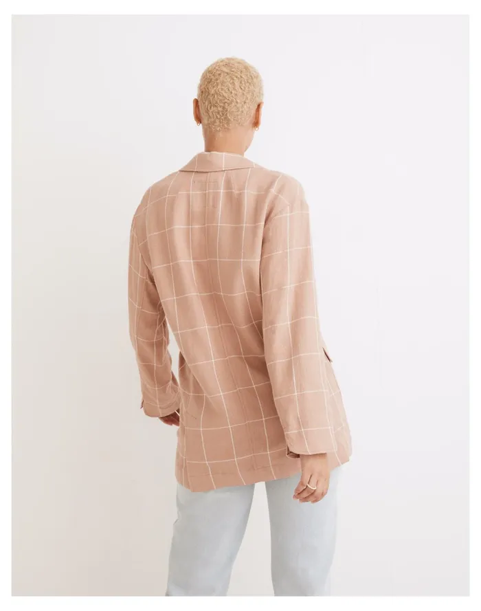 Breezewoven Larsen Blazer In Windowpane Sandstone Women Madewell Jackets Breezewoven Larsen Blazer In Windowpane Sandstone Women Madewell Jackets
