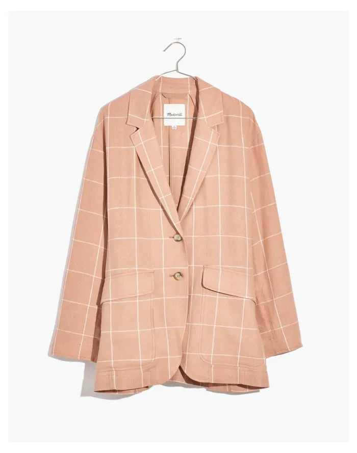 Breezewoven Larsen Blazer In Windowpane Sandstone Women Madewell Jackets Breezewoven Larsen Blazer In Windowpane Sandstone Women Madewell Jackets