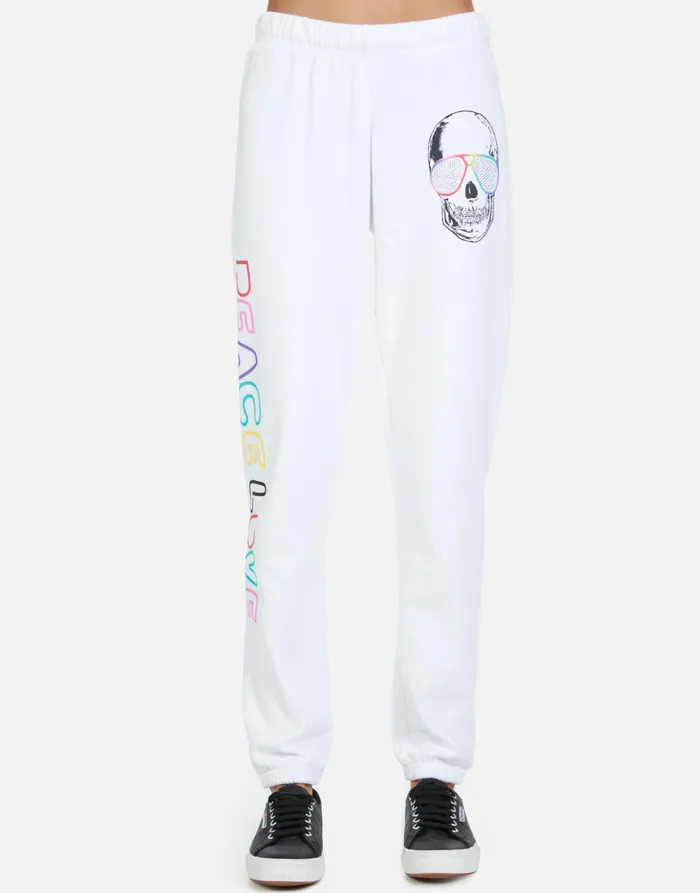 Brynn Cool Skull White Women039s Lauren Moshi Crop Sweatpants