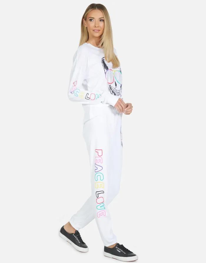 Brynn Cool Skull White Women039s Lauren Moshi Crop Sweatpants