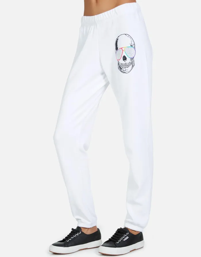 Brynn Cool Skull White Women039s Lauren Moshi Crop Sweatpants