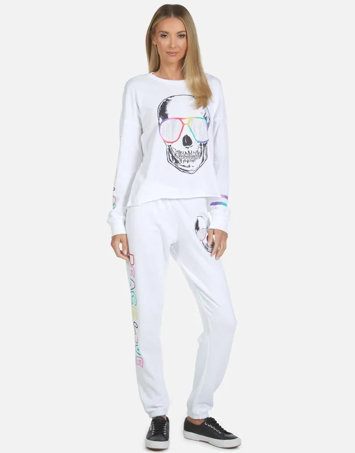 Brynn Cool Skull White Women039s Lauren Moshi Crop Sweatpants
