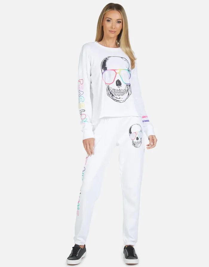 Brynn Cool Skull White Women039s Lauren Moshi Crop Sweatpants