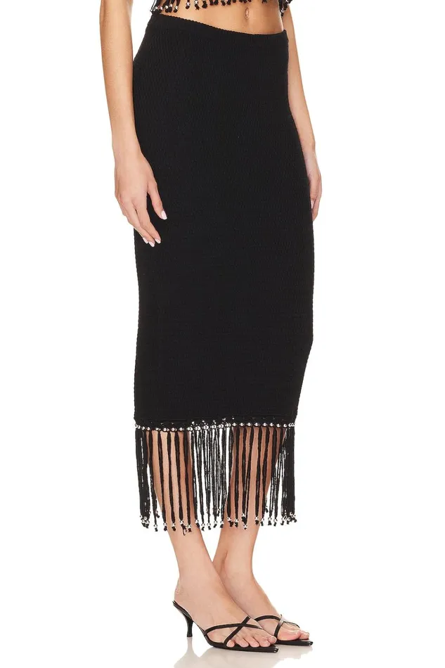 Bryony Fringe Skirt Black Women Lovers Friends Skirts