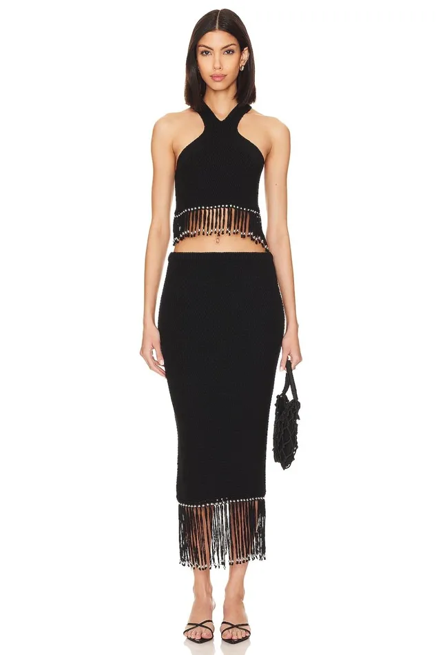 Bryony Fringe Skirt Black Women Lovers Friends Skirts