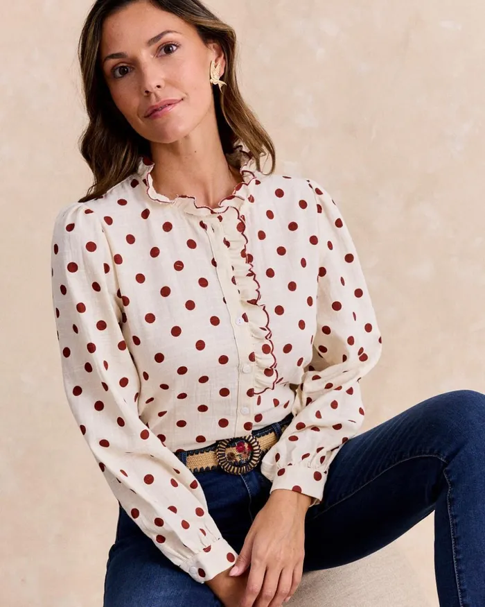 Buria Polka Dot Shirt Raw Women Polin Et Moi Blouses And Shirts