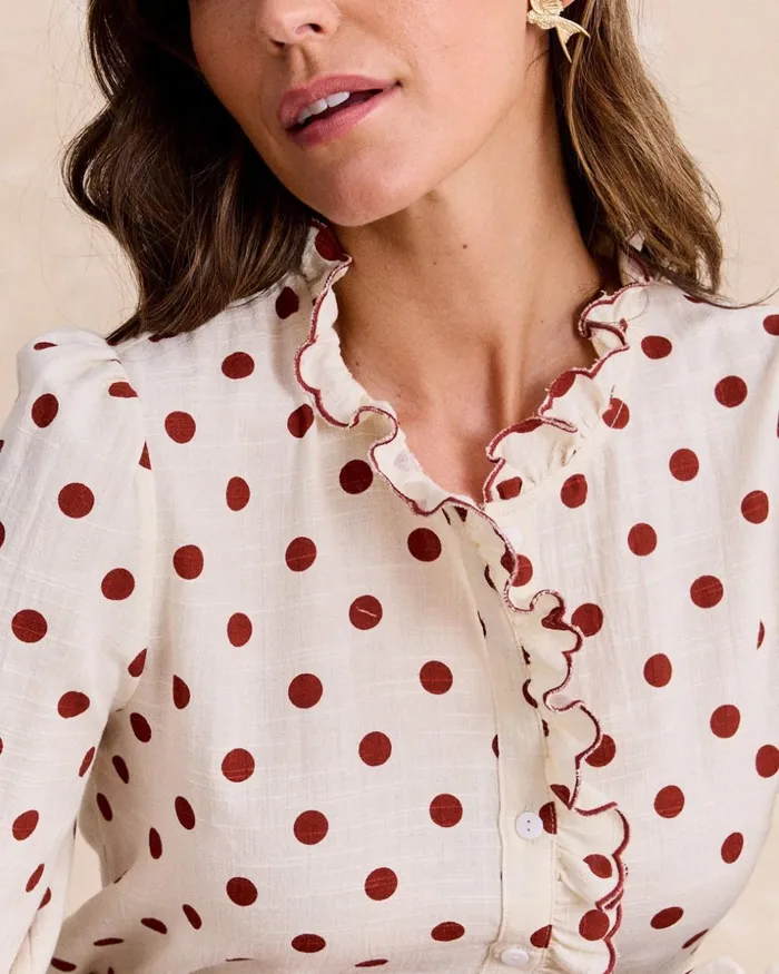 Buria Polka Dot Shirt Raw Women Polin Et Moi Blouses And Shirts Buria Polka Dot Shirt Raw Women Polin Et Moi Blouses And Shirts