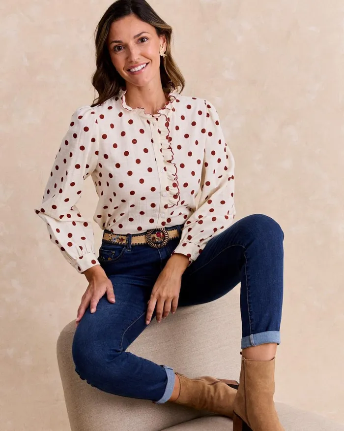 Buria Polka Dot Shirt Raw Women Polin Et Moi Blouses And Shirts Buria Polka Dot Shirt Raw Women Polin Et Moi Blouses And Shirts