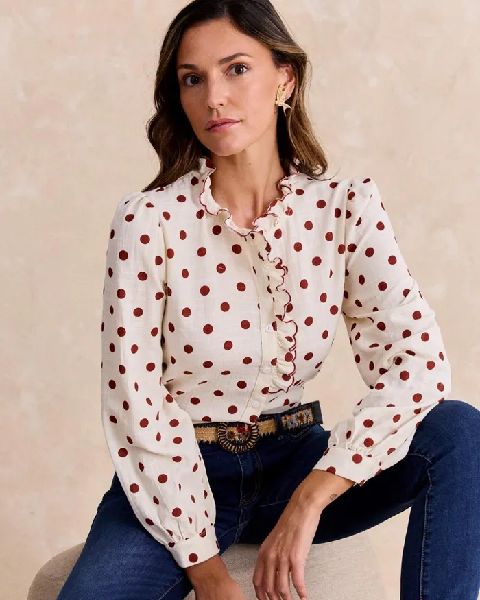 Buria Polka Dot Shirt Raw Women Polin Et Moi Blouses And Shirts Buria Polka Dot Shirt Raw Women Polin Et Moi Blouses And Shirts