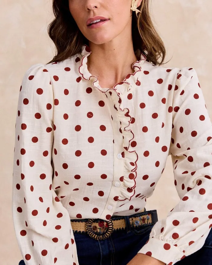 Buria Polka Dot Shirt Raw Women Polin Et Moi Blouses And Shirts Buria Polka Dot Shirt Raw Women Polin Et Moi Blouses And Shirts