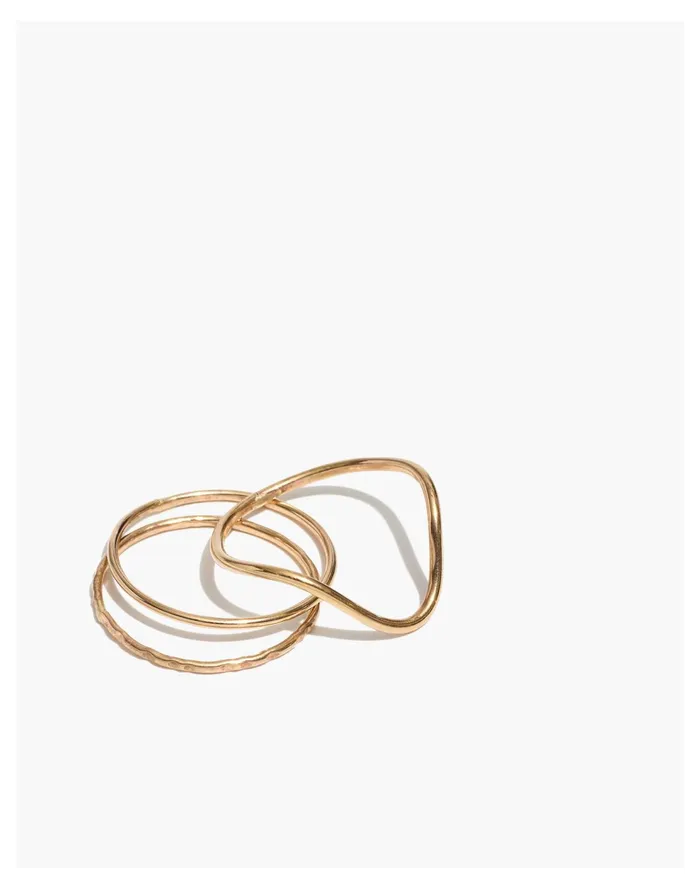 By Ren Three Piece Stacking Ring Set Gold Women Madewell Rings