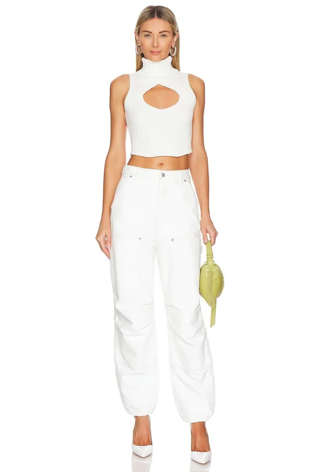 Caitlyn Cropped Sweater Ivory Women Lovers Friends Tops
