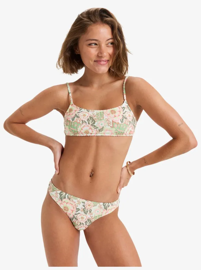 Canarias 8211 Moderate Coverage Bikini Bottoms Oil Green Wild Flower Swim Women Roxy Bikinis