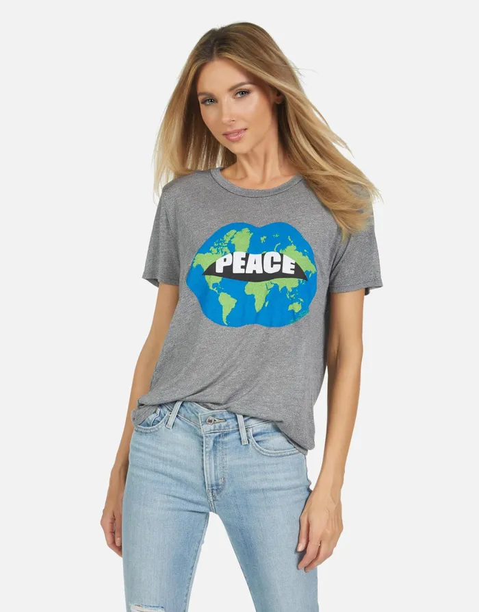 Capri World Peace Love Heather Grey Women039s Lauren Moshi Short Sleeve