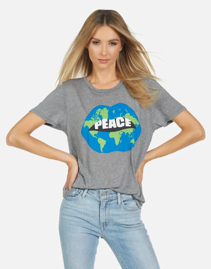 Capri World Peace Love Heather Grey Women039s Lauren Moshi Short Sleeve