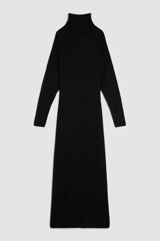 Cashmere Blend Batwing Pencil Knit Dress Black Women Karen Millen Dresses
