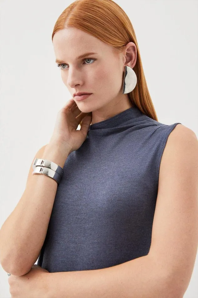 Cashmere Blend Knit Midaxi Dress Slate Blue Women Karen Millen Dresses