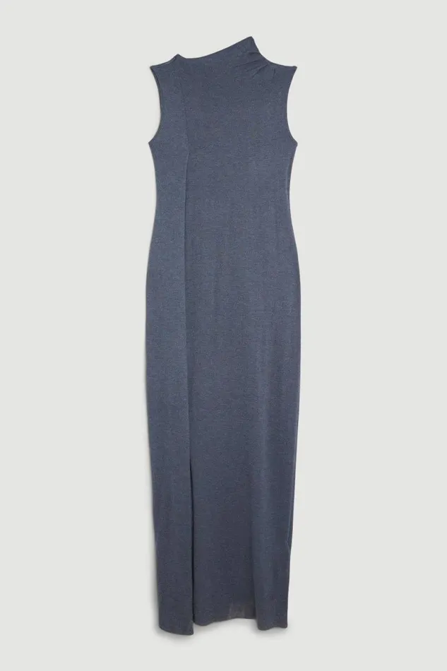 Cashmere Blend Knit Midaxi Dress Slate Blue Women Karen Millen Dresses