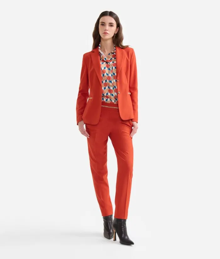Cavalry Twill Jacket With 1c Mini Buckles Brick Red Woman Alviero Martini Coats and Jackets