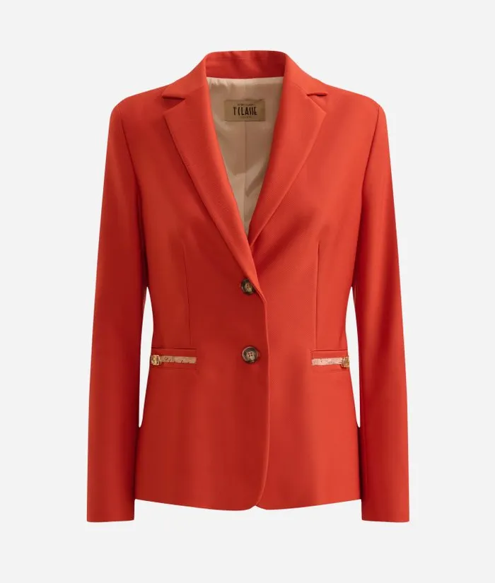 Cavalry Twill Jacket With 1c Mini Buckles Brick Red Woman Alviero Martini Coats and Jackets