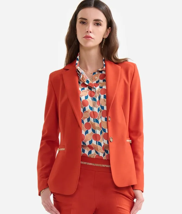 Cavalry Twill Jacket With 1c Mini Buckles Brick Red Woman Alviero Martini Coats and Jackets
