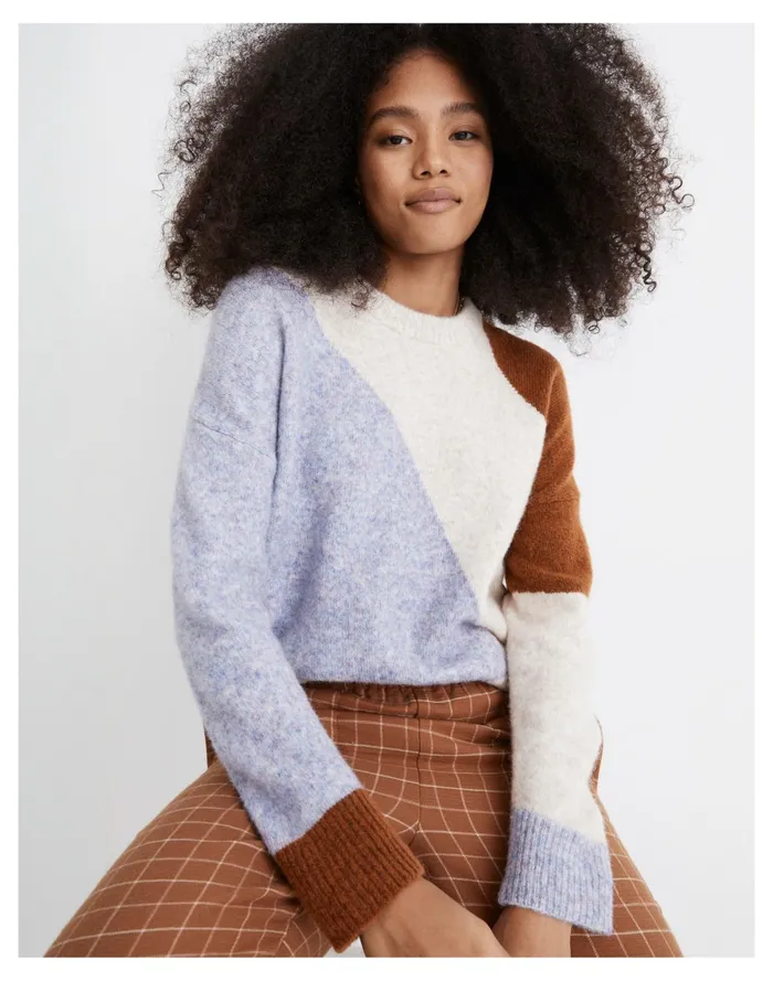 Cedarbrook Pullover Sweater In Colorblock Heather Chalk Women Madewell Sweaters