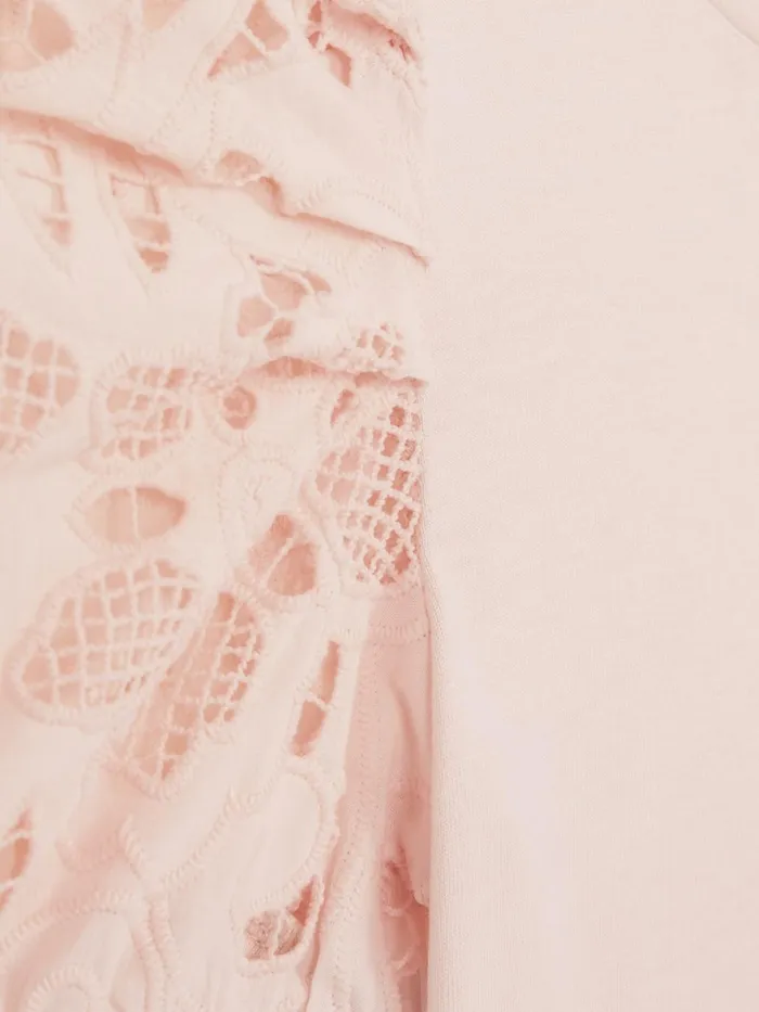 Children Alberta Floral Lace Puff Sleeve TShirt Pink Reiss Tops and Tshirts