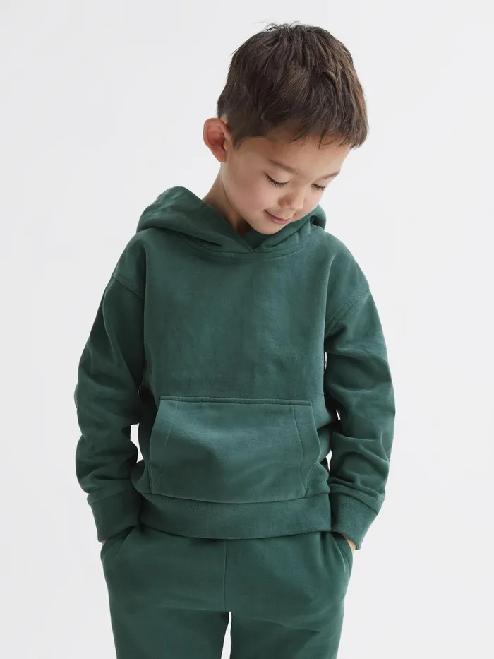 Children Alexander Oversized Cotton Jersey Hoodie Midnight Green Reiss Sweats and Hoodies