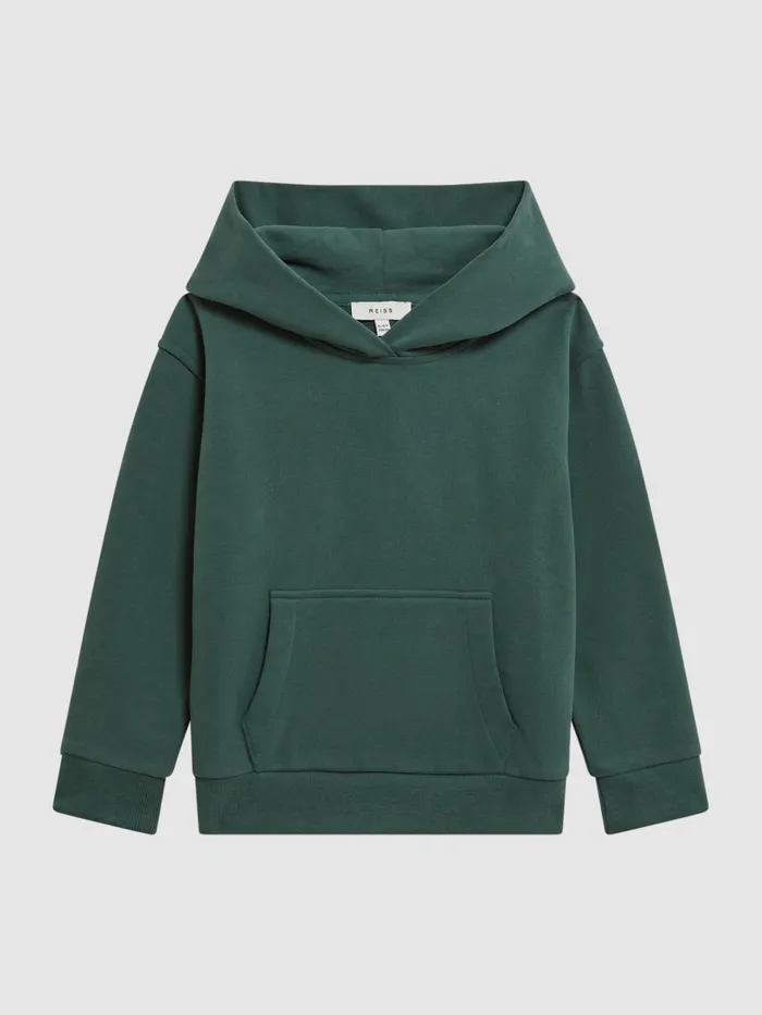 Children Alexander Oversized Cotton Jersey Hoodie Midnight Green Reiss Sweats and Hoodies