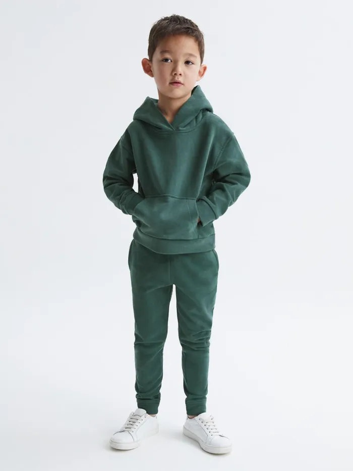 Children Alexander Oversized Cotton Jersey Hoodie Midnight Green Reiss Sweats and Hoodies