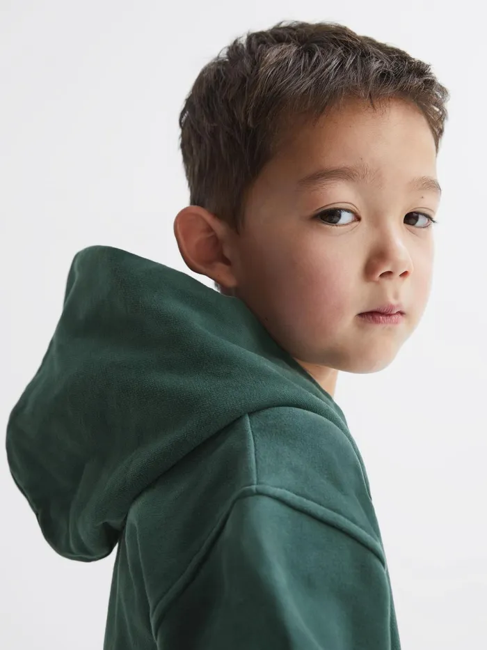 Children Alexander Oversized Cotton Jersey Hoodie Midnight Green Reiss Sweats and Hoodies