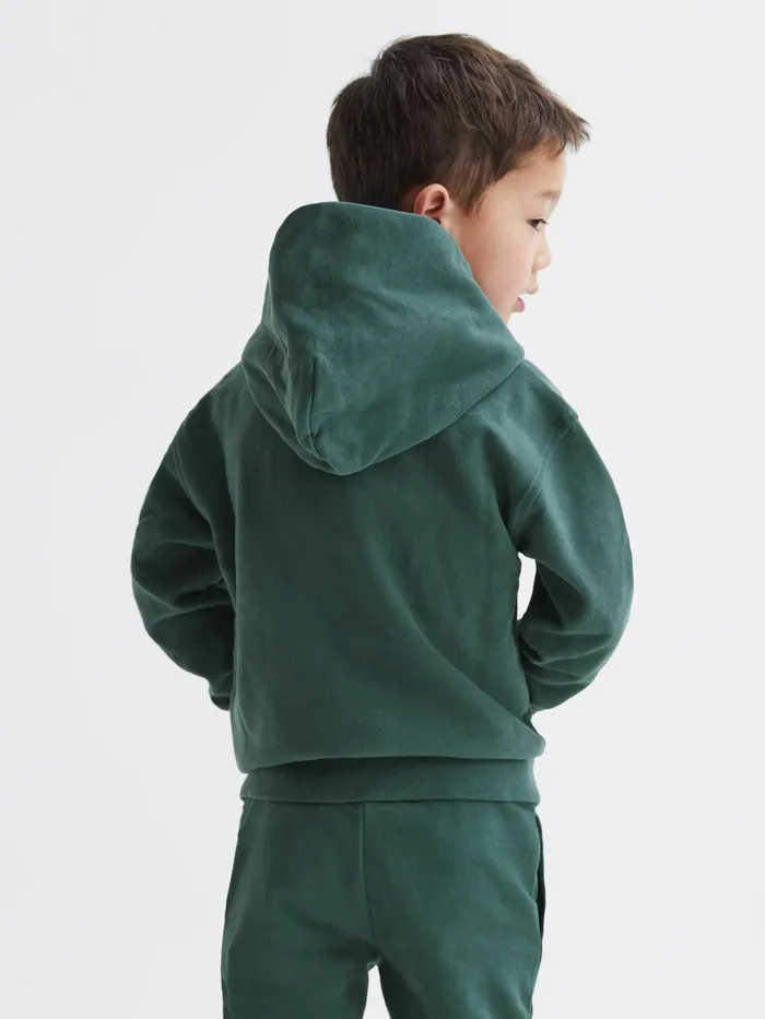 Children Alexander Oversized Cotton Jersey Hoodie Midnight Green Reiss Sweats and Hoodies