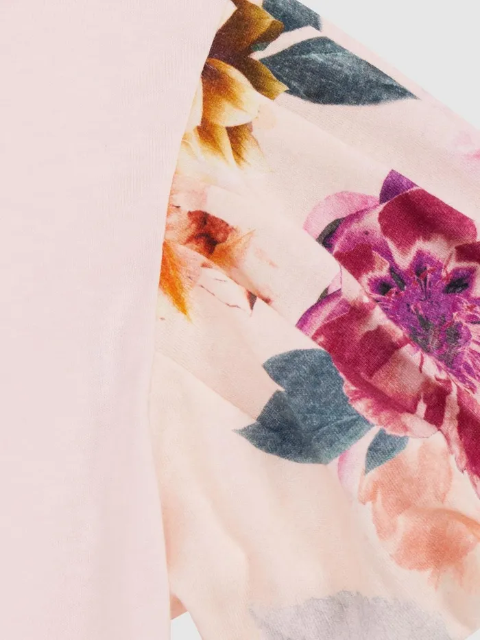 Children Amira Floral Print Puff Sleeve TShirt Ivory Reiss Tops and Tshirts