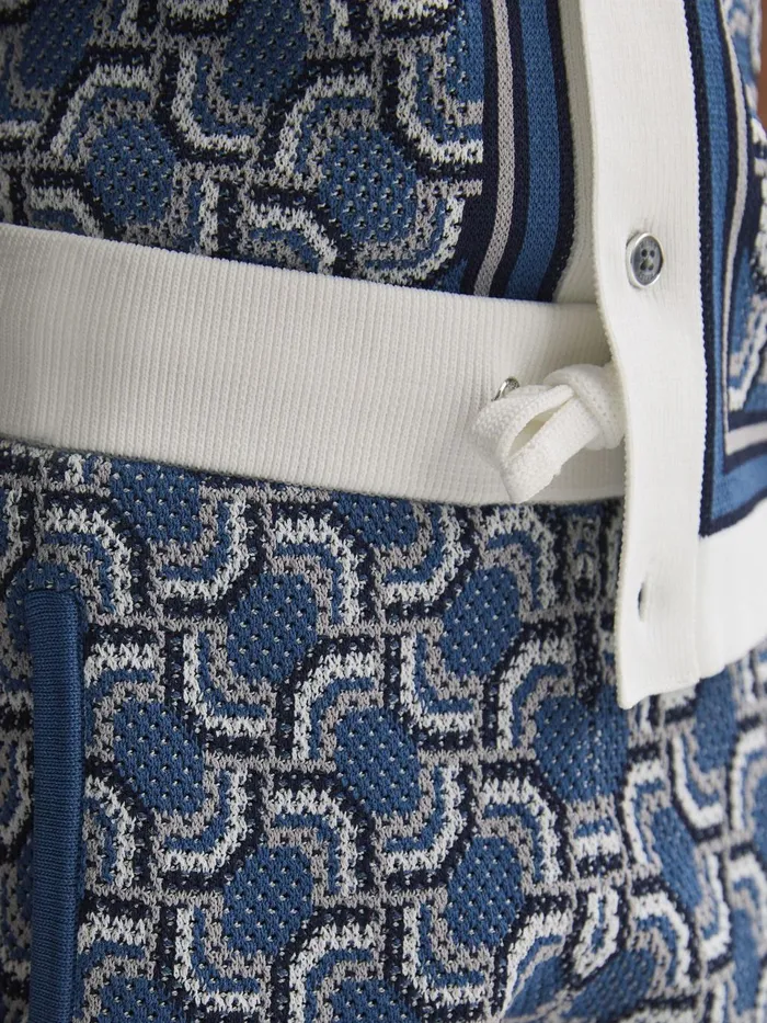 Children Bloom Knitted Patterned Drawstring Shorts Blue Reiss Shorts