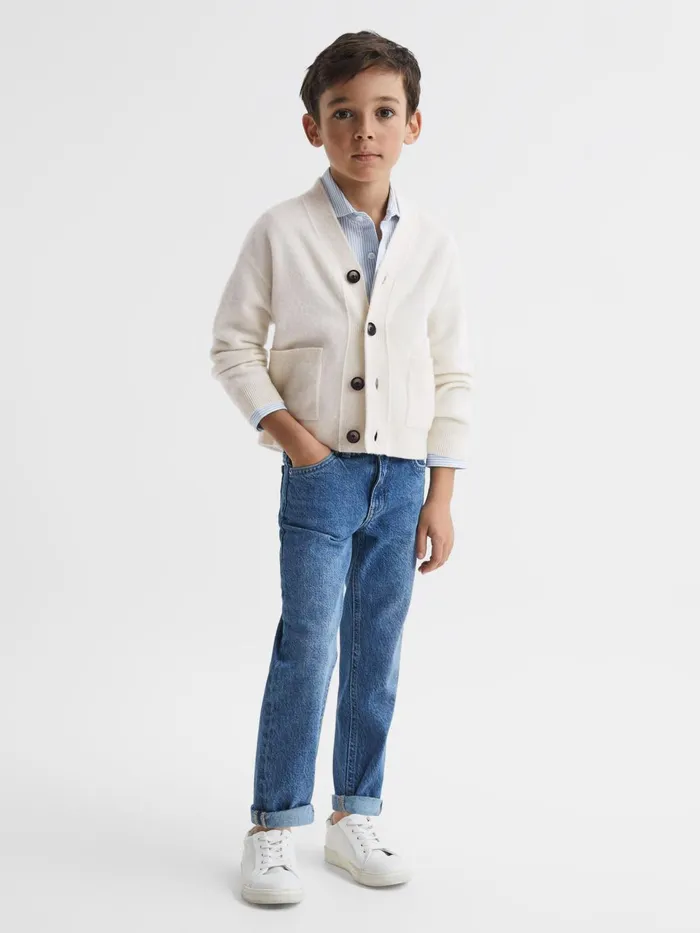 Children Chile Wool Blend Cardigan Ecru Reiss Knitwear