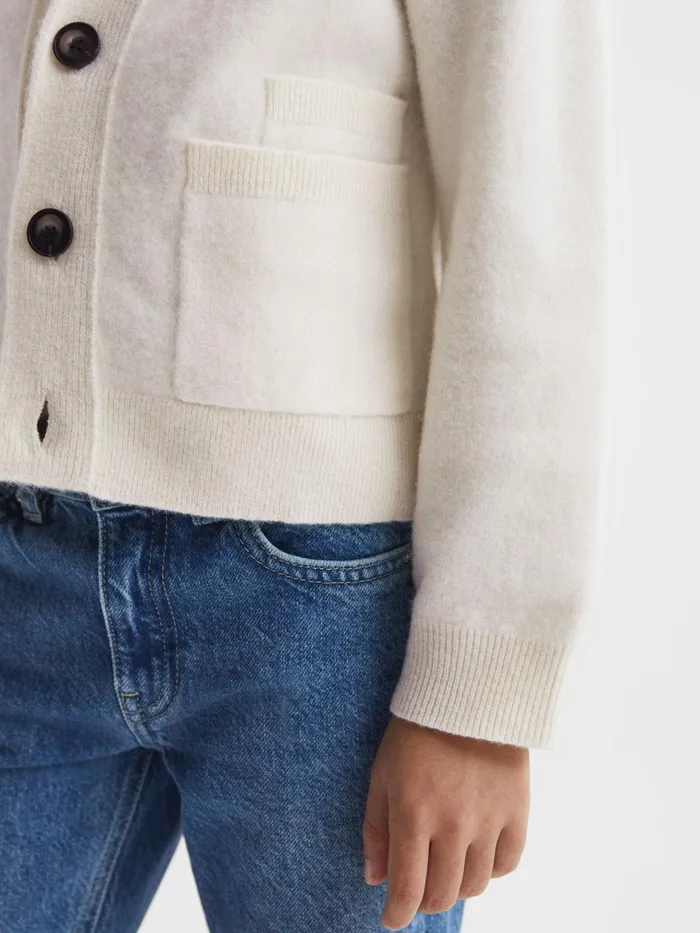 Children Chile Wool Blend Cardigan Ecru Reiss Knitwear
