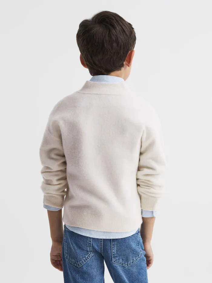 Children Chile Wool Blend Cardigan Ecru Reiss Knitwear