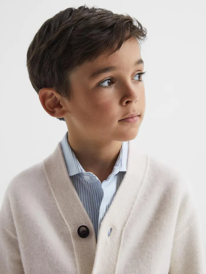 Children Chile Wool Blend Cardigan Ecru Reiss Knitwear